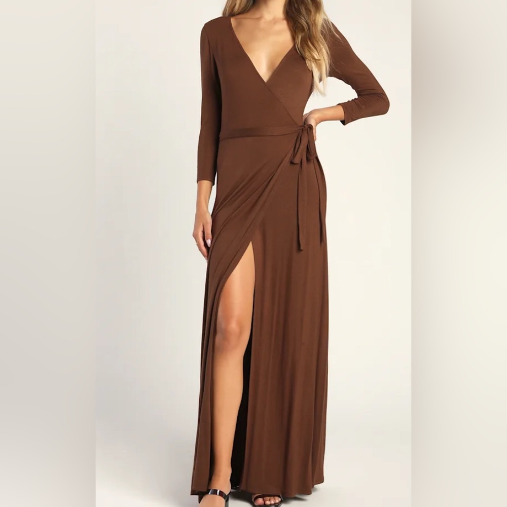 Elegant Brown Wrap Dress